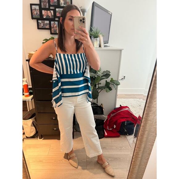 TOME x RTR Blue White Handkerchief Hem Striped Tank Top Size Medium - Picture 9 of 9